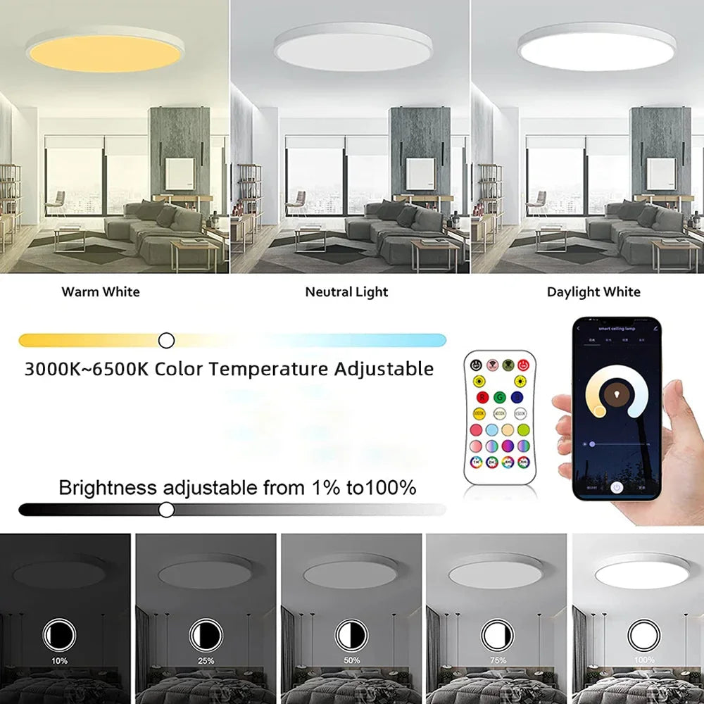 LED Ceiling Lights Round Smart WIFI RGBCW Dimmable TUYA APP Compatible with Alexa Google Home Bedroom Living Room Ambient Lamps
