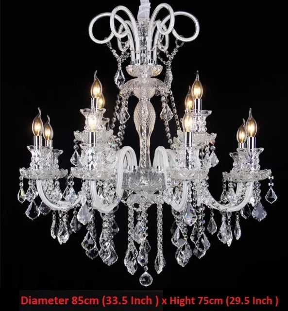 Modern Crystal Hanging Chandelier Lighting For Living Room Hotel Hall K9 Luxury grade crystal white Arm Transparent Body Villa