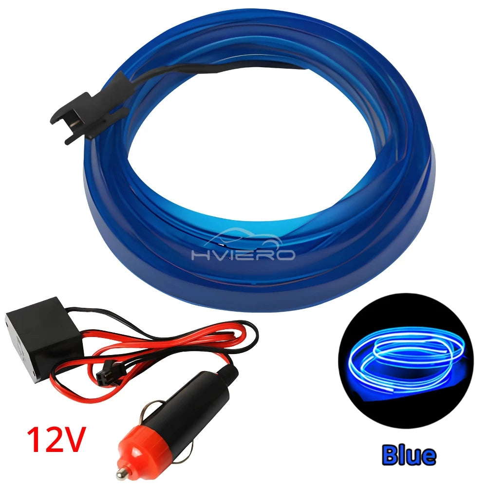 1M/2M/3M/5M Colour Car Interior Lighting LED Strip Auto Decoration Wire Rope Tube Line Flexible Neon Lights USB Drive Atmosphere