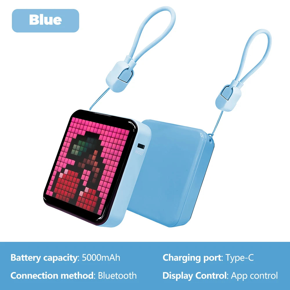 LED Pixel Display Night Light 5000mAh Bluetooth APP Control DIY Table Light With Alarm Clock For Bedroom Christmas Gift