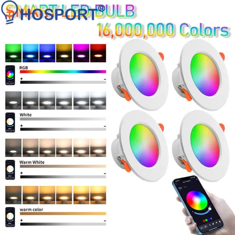 LED Downlight Tuya Smart Wifi Ceiling Light Dimmable RGB+CW+WW Spotlight Lamp 85-265V Voice Control with Alexa Google Home