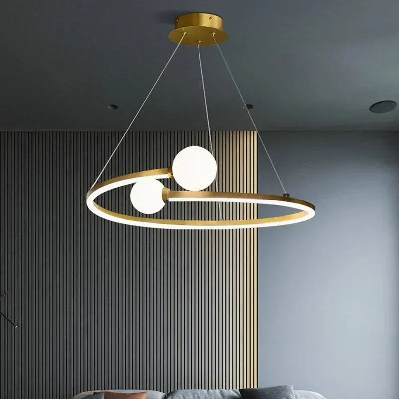 Nordic Minimalist Ring Pendant Lamp Dimmable for Table Dining Room Kitchen Island Bedroom Chandelier Lustre Lighting Fixture