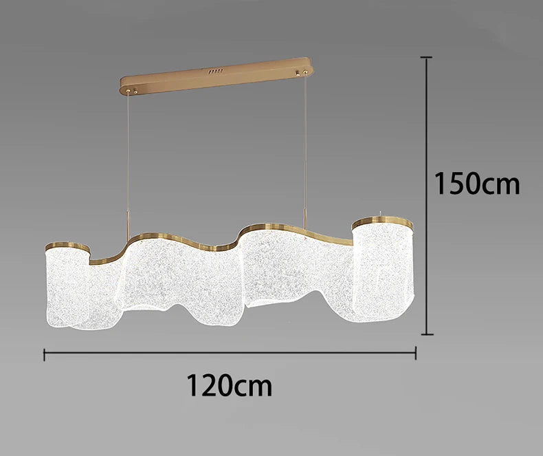 Medieval Bauhaus Luxury Fiberglass Paper Scarf Shape Wedge LED Pendant Light Lustre Lamps for Living Room Decoration Chandeliers