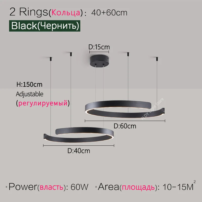 Nordic modern chandelier simple ring light led pendants round lamps