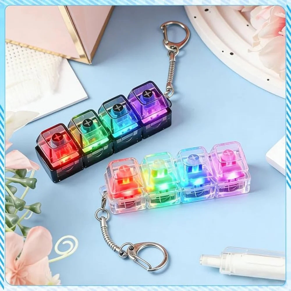 Light-Up Keyboard Switch Keychain - Clickable LED Fidget Toy & Stress Reliever