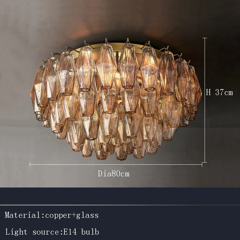 Postmodern Rhomboid Glass Pendant Ceiling Lights 2026 Copper Bronze Home Decoration Chandelier Lighting for Bedroom Living Room