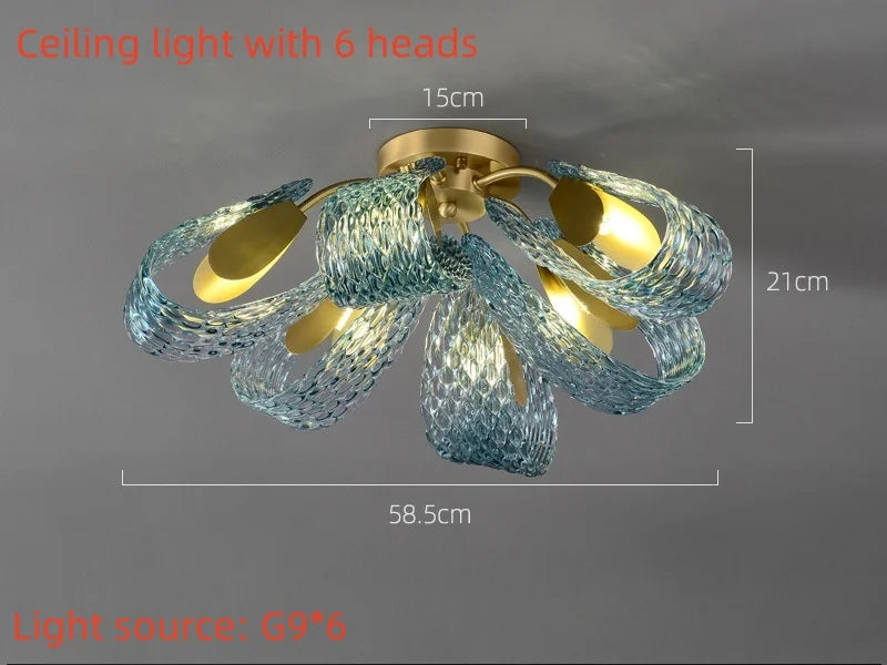 Modern Creative Blue Glass LuxuryLED Pendant Lamp Corridor Bedroom Living Room Restaurant Kitchen Chandelier Home Decor Lighting