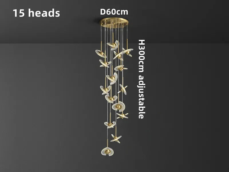 UFO Creative Personalized Staircase LED Pendant Light Modern Luxury Villa Duplex Penthouse Pendant Light Home Decoration Lamp