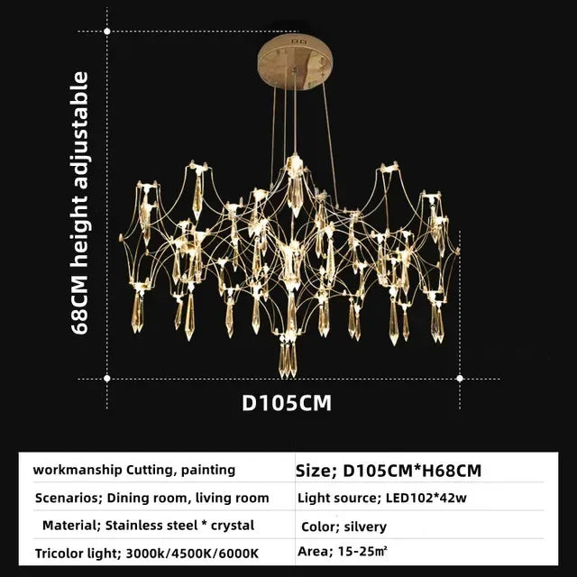 Modern Luxury Crystal Chandelier LED Starry Crystal Chandelier for Villa Parlor Bedroom Living Room Firefly Ceiling Chandeliers