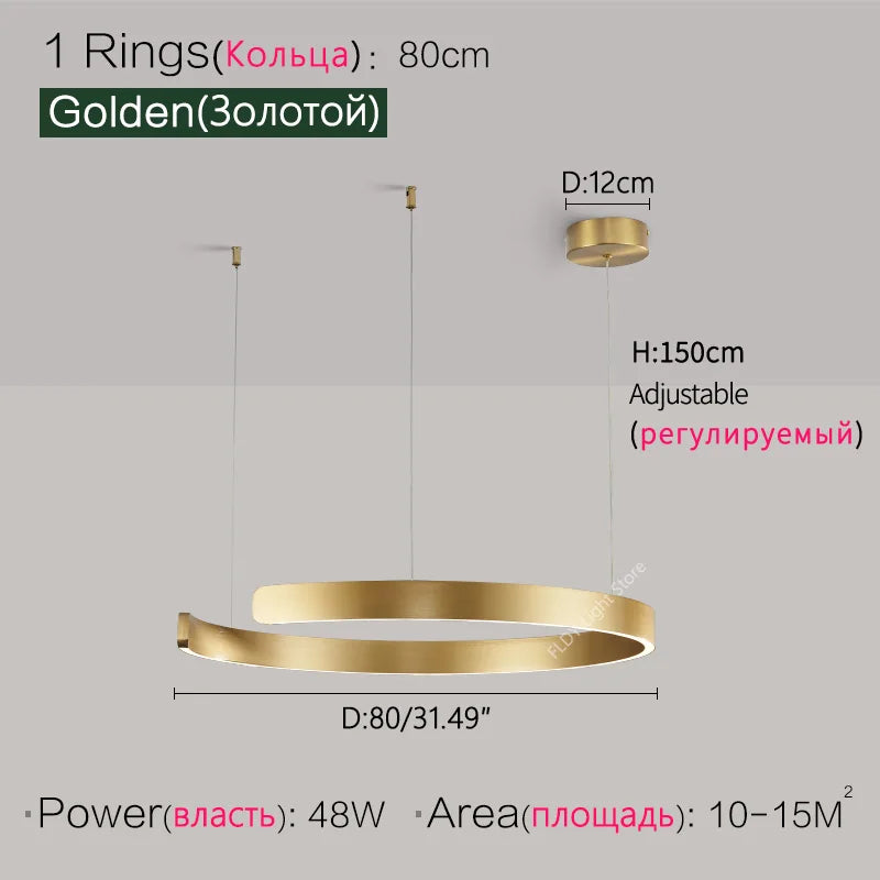Nordic modern chandelier simple ring light led pendants round lamps
