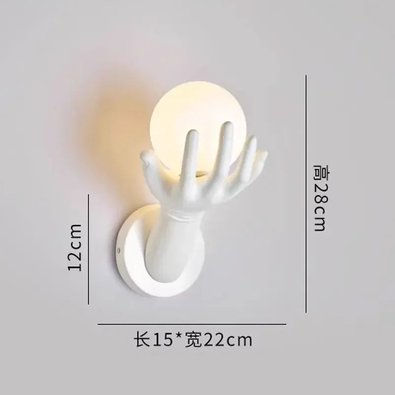 Nordic Resin Wall Lamps Creative Art Hand Sconces Lights for Home Decor Bedroom Corridor Balcony LED Lighting Fixture Luminaria
