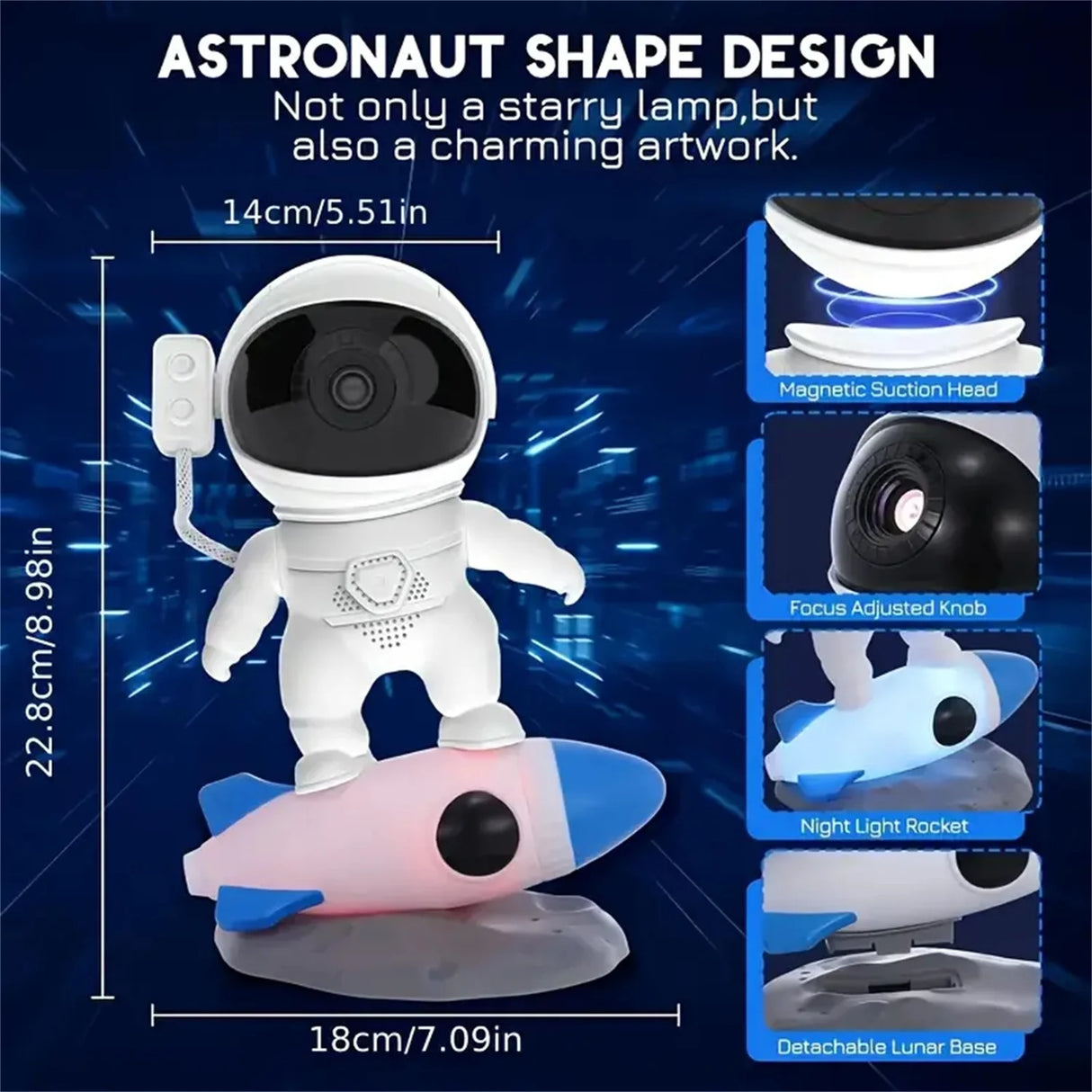 Astronaut Starry Sky Projector - Galaxy Nebula Night Light for Bedroom & Playroom