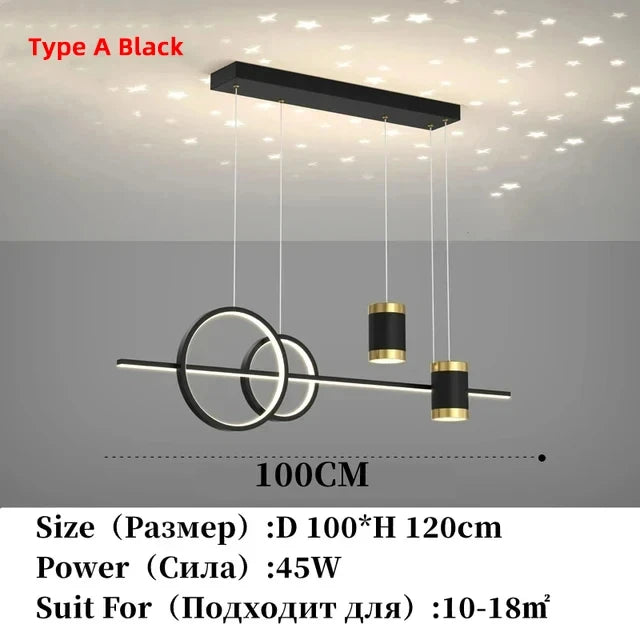 Modern Dining Room LED Pendant Light with Remote Control Dimmable Dining Table Hanging Lamp 90-260v Home Decor Chandelier Lights