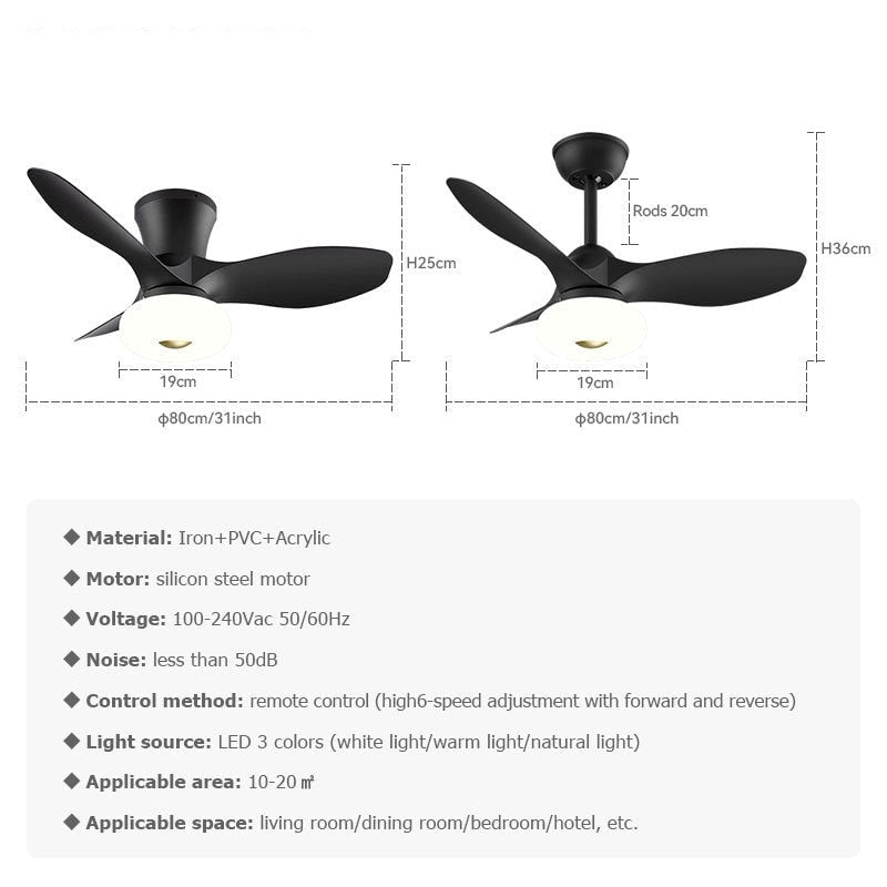 New Nordic bedroom fan light ultra-thin frequency conversion mute restaurant ceiling fan light children's room bedroom fan lamp