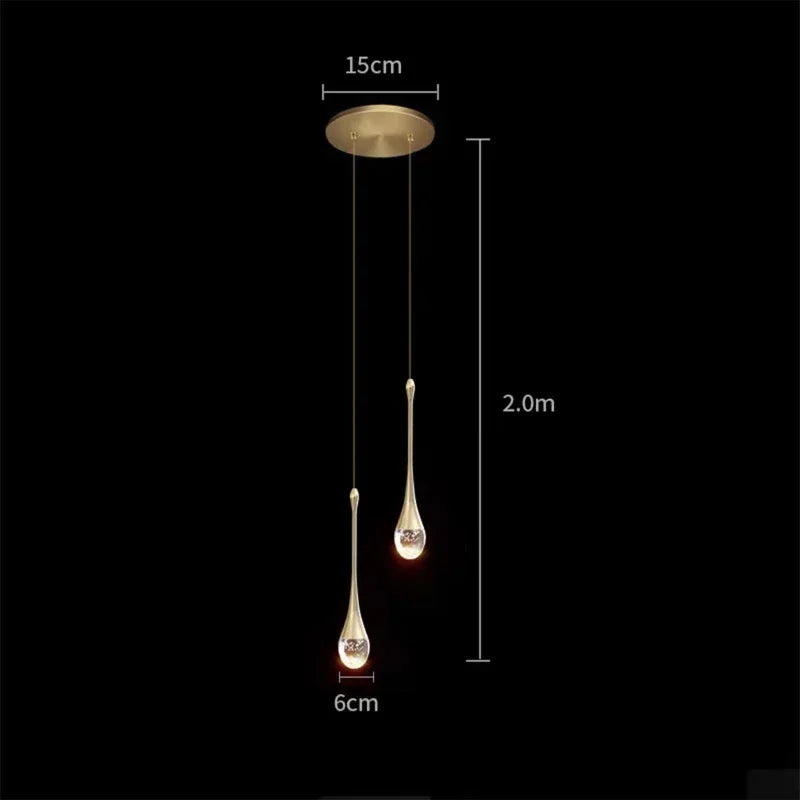 Nordic LED Pendant Lights Luxury Crystal Hanging Lamp Indoor Lighting for Home Living Dining Bed Room Kitchen Bathroom Decor