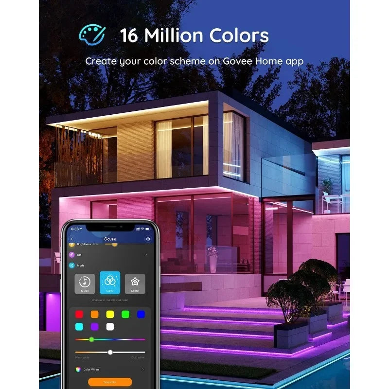 LED Strip Lights Waterproof, 32.8ft Smart LED Outdoor Lights, Halloween RGBIC Color Changing Outdoor Lights