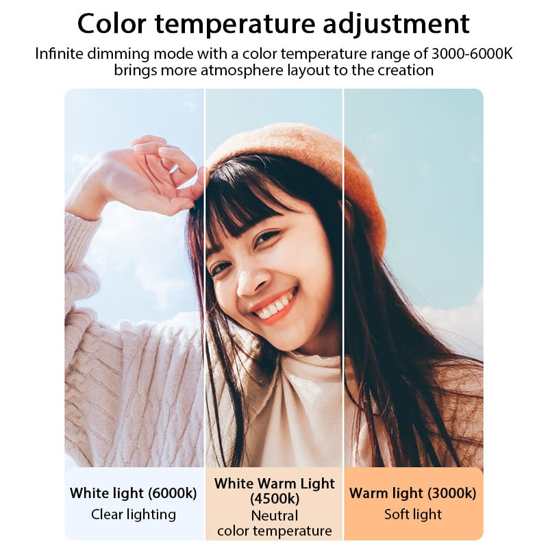 3000K-6000 LED Photography Video Light Panel Lighting Photo Studio Lamp Kit With Tripod Stand RGB Filters For Shoot Live