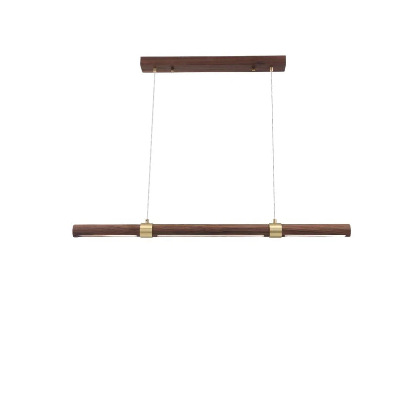 Wooden Long Chandelier Dining Table Decoration Hanging Lighting For Ceiling Dining Room Pendant Lamp Copper Walnut Led Ligh