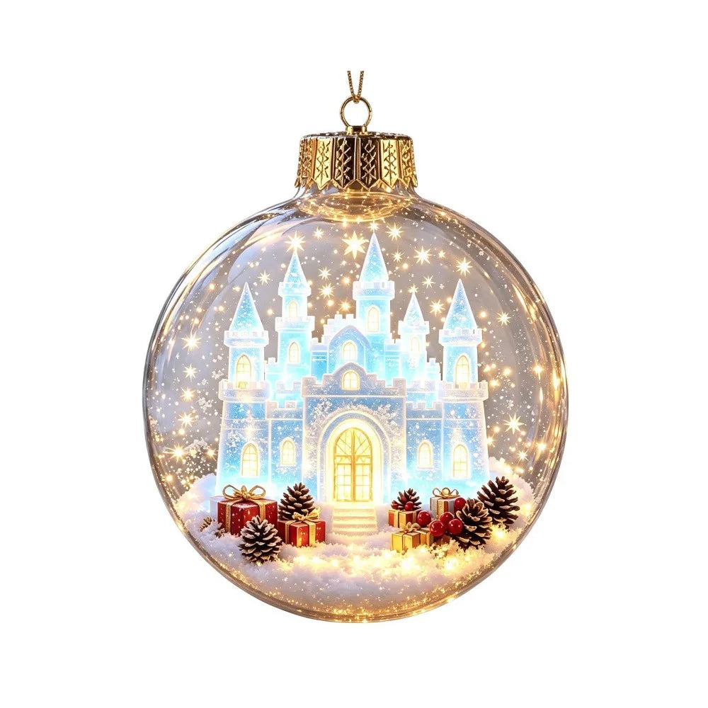 Acrylic Lighted Christmas Ball Ornament Transparent LED Lighted LED Christmas Tree Globe Decor Decorative