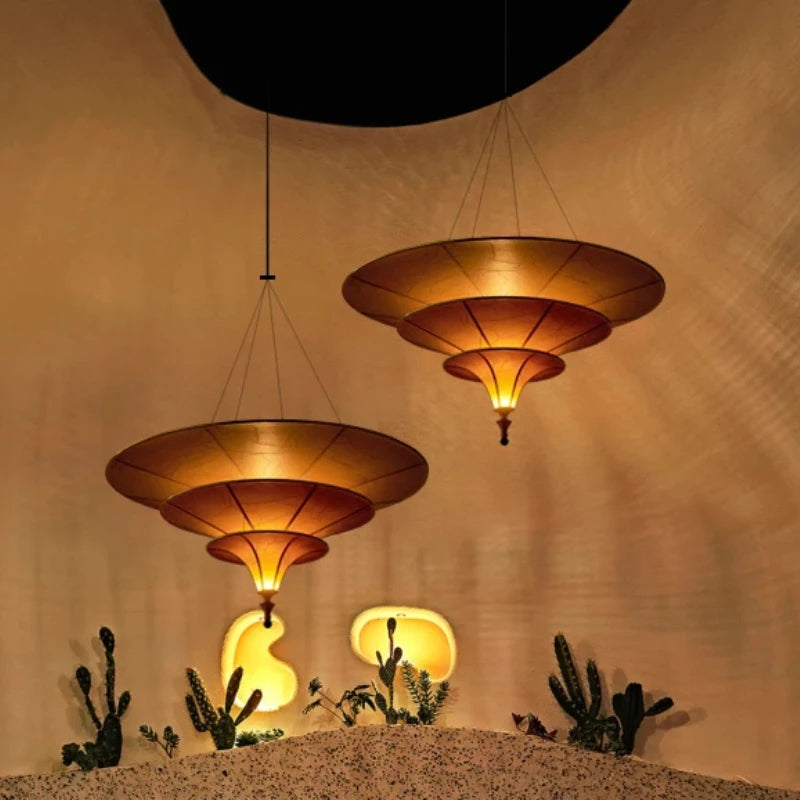 Buddhist Mood Teahouse Chandelier Southeast Asian Hanging Lamp Wabi Sabi Pendant Light for Home Staircase Decor Room Lustre