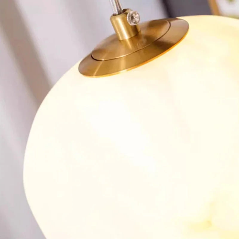 Postmodern Alabaster Staircase Pendant Light High-End Living Room Bedside Dining Room Lighting Spanish Natural Marble Chandelier