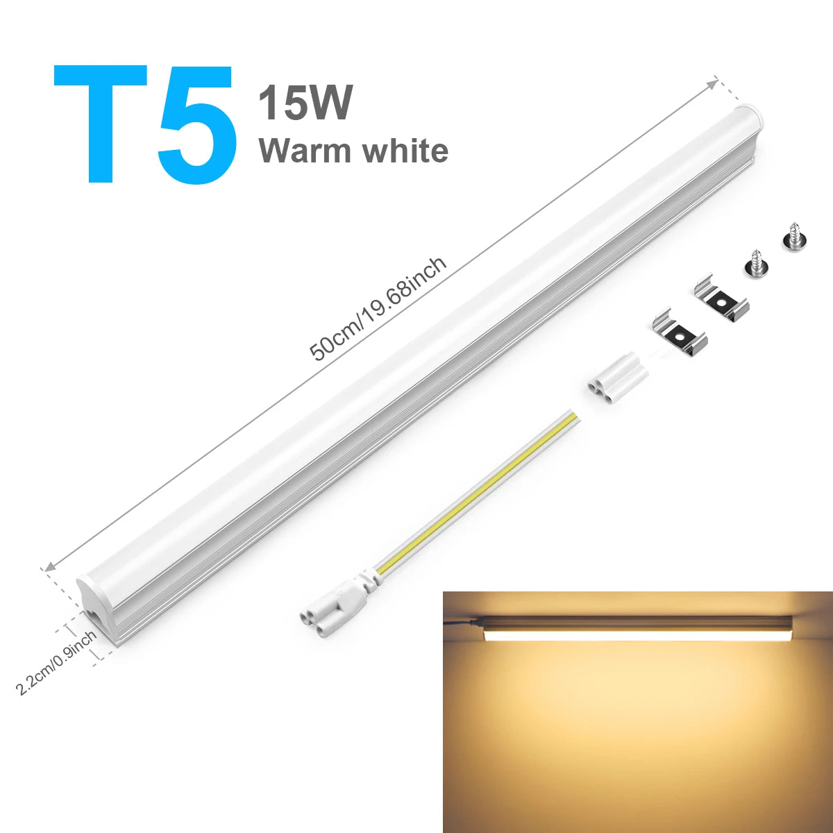 50cm T5/T8 LED Tube Light Bar (15W/25W) - 3000K/4000K/6500K Ceiling Lamp & Fluorescent Tube Replacement for School & Office