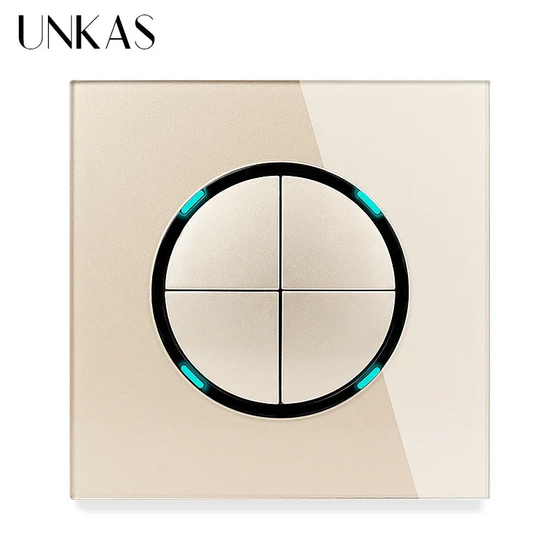 Modern 2-Way Pass Through Light Switch - Gray Glass Panel with LED Indicator