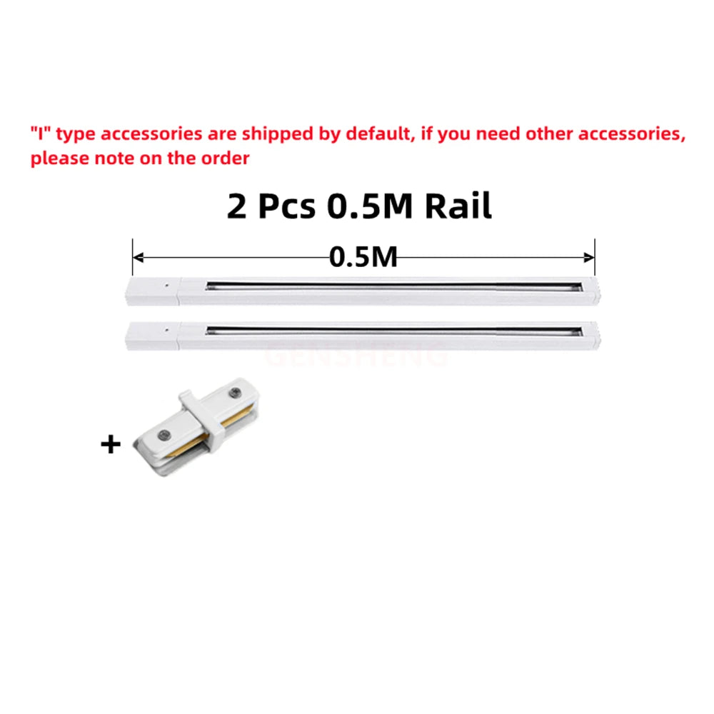 LED Track Light Rail 0.5M 1M Black White Aluminum 2 Wire System Track Light Series Universal Track for Ceiling Spot Lamps
