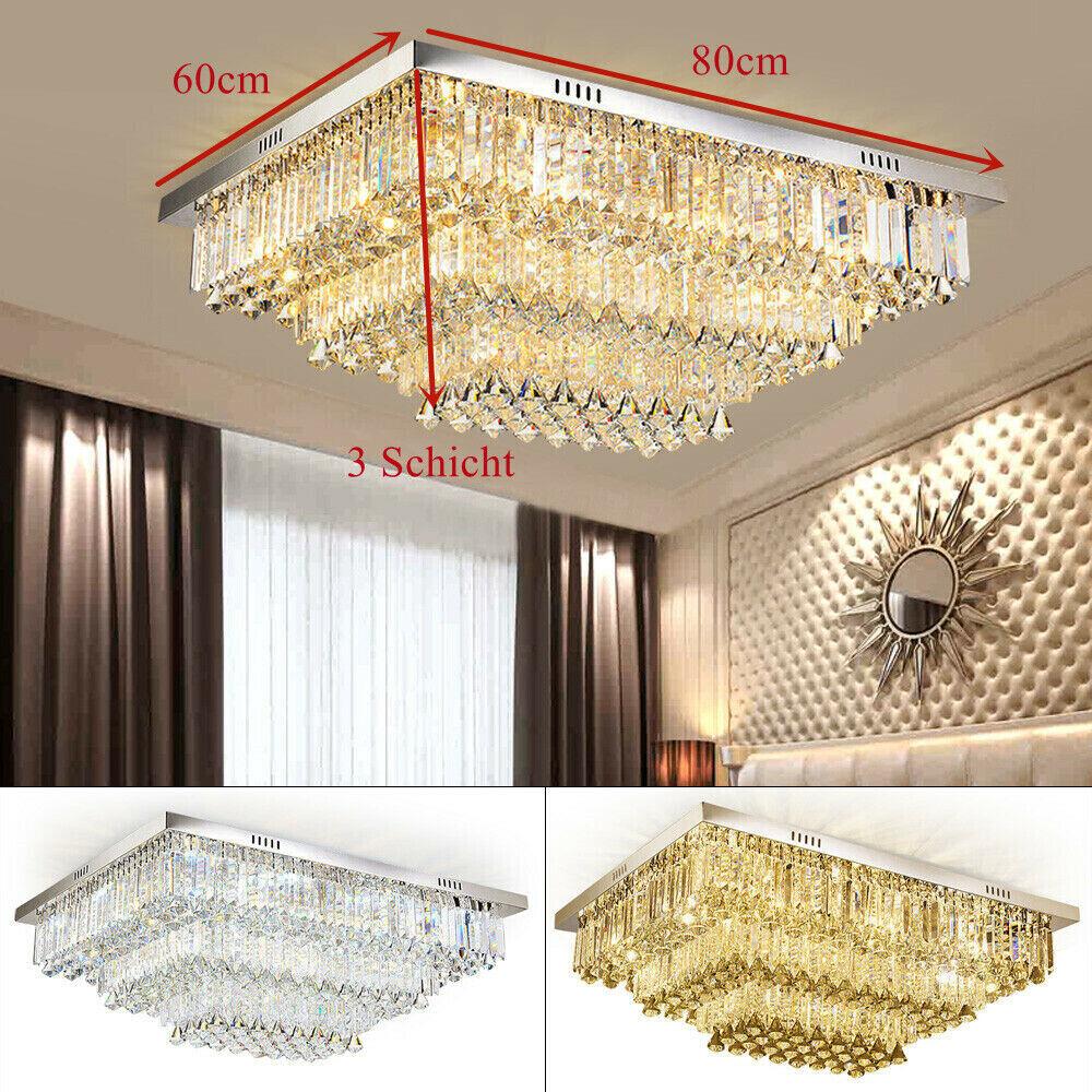 Modern Crystal Chandelier Stainless Steel LED Ceiling Lamp Pendant Light 3 Layer
