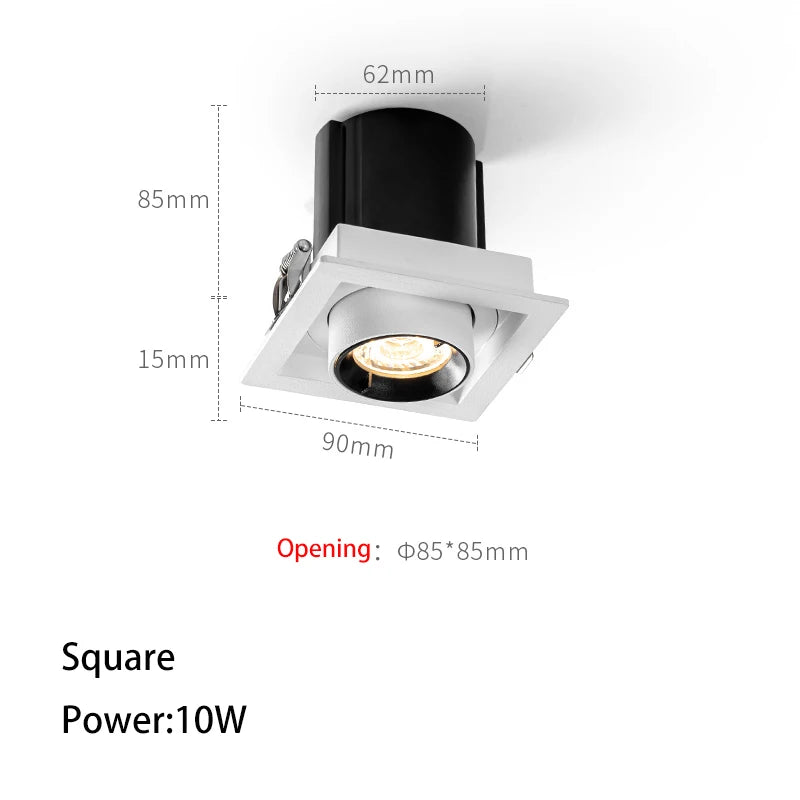 LED Spotlights Telescopic Folding Grille Spot Light Double Heads COB Lamp Square Ceiling Foco Recessed Anti Glare Stretchable