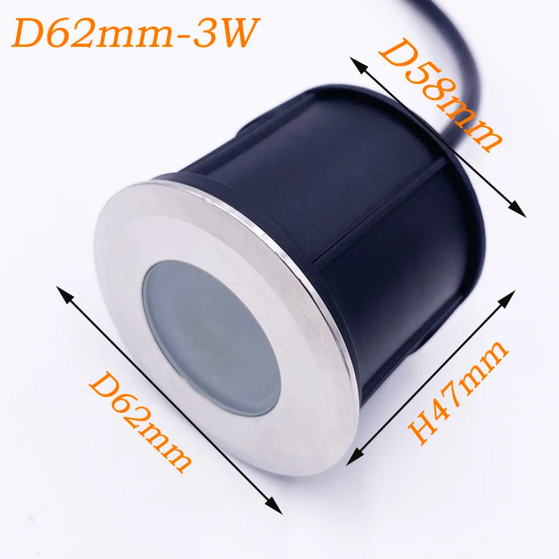 Waterproof Outdoor LED Light, Stainless Steel IP68 Terrace and Garden Ground Light, RGB RGBW, Recessed in Ground Lamp 12V/24V 2W