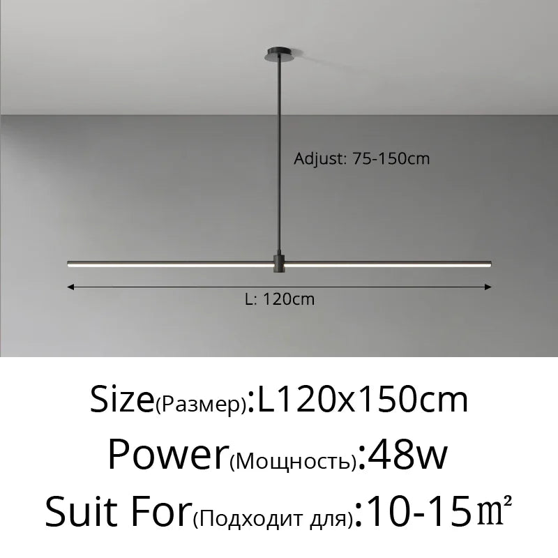 Modern Simplicity Long Linear LED Pendant Lights Strip Hanging Indoor Lamps for Office Table Kitchen Home Decoration Chandelier
