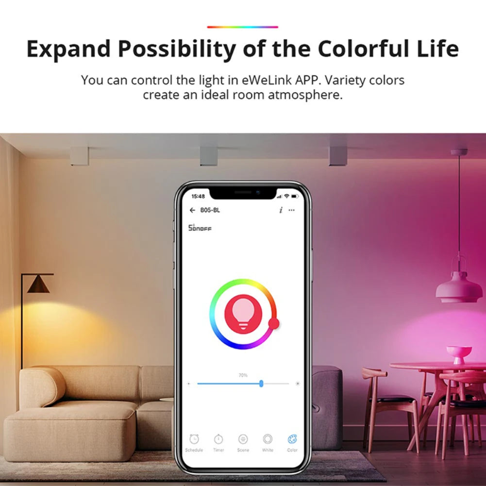 SONOFF WiFi Smart LED Bulb B02-BL/B05-BL E26/E27 Base Smart Home Dimmable Via Ewelink App Remote Control For Alexa Google Home