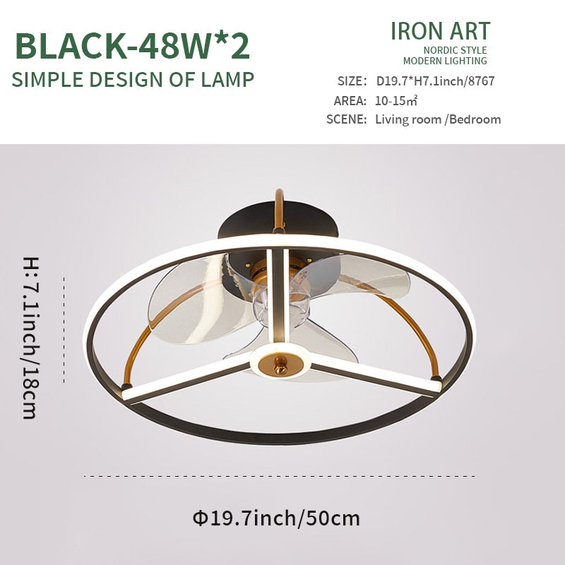 Modern simple LED Ceiling Fan Lamp with remote control Dining Room Bedroom Lamp Silent ceiling Fan light fixture Indoor lighting