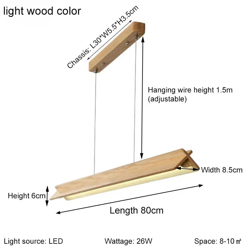 Nordic wood grain simple long dining table pendant lamp living room kitchen artistic luster home decoration lighting fixture
