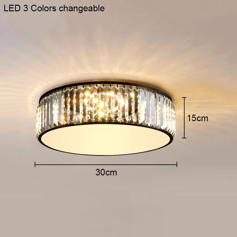 Modern Bedroom Round Square Geometric Shaped Crystal Ceiling Lamp Living Room Light Luxury Simple Design Led Flower Lighting