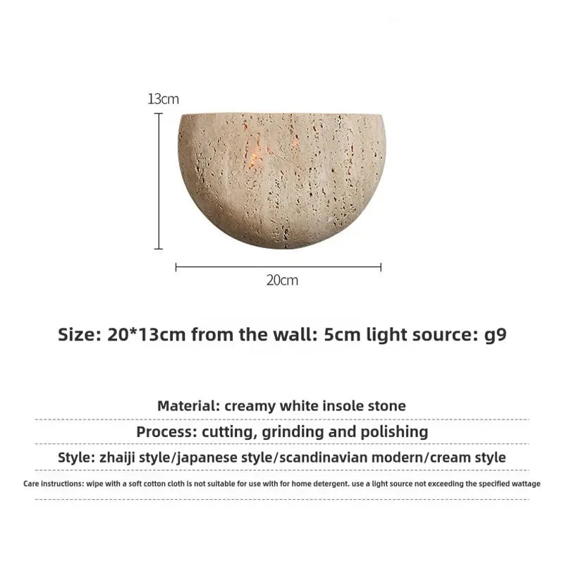Wabi-sabi Natural Stone Wall Lamp - Retro Modern Sconce for Living Room & Porch