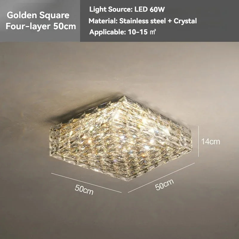 Luxury Modern Crystal Ceiling Light Chandelier - Flush Mount Ceiling Lamp Fixture for Living Room, Master Bedroom & Home Decor