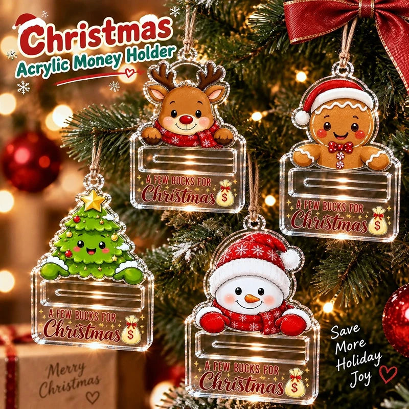 Money Storage Christmas Tree Hanging Ornament Clear Piggy Bank Christmas Decoration 2026 Cash Slot Hanging Pendant Navidad Decor