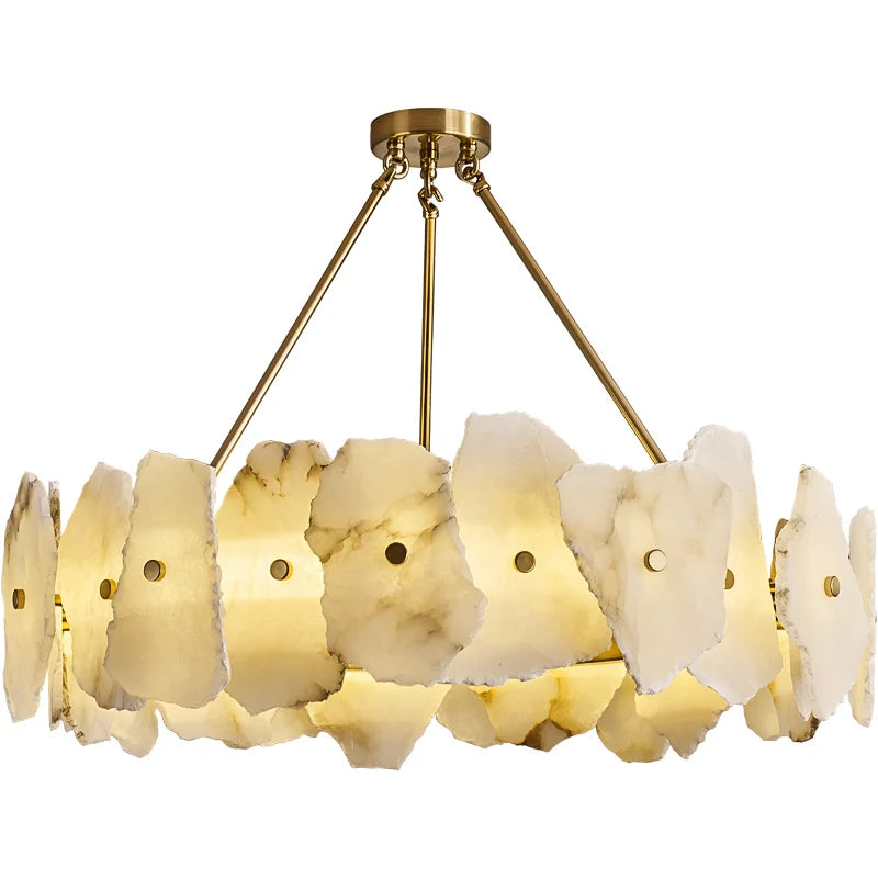 High Quality Copper LED Pendant Lights Natural Marble Dining Room Kitchen Hanging Lamp Creative Unique Art Deco Home Ceiling