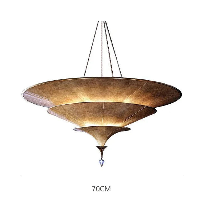 Southeast Asian Thai Umbrella Pendant Light Wabi Sabi Style for Restaurant Hotel Exhibition Hall Decorative Lighting Fixtures