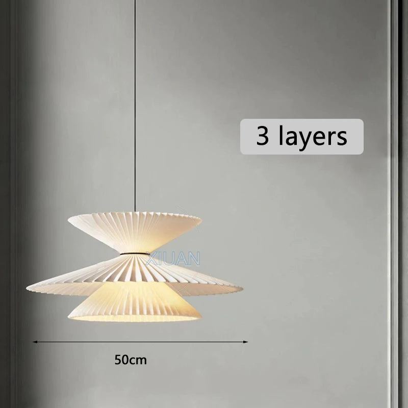Creative Pleated Fabric LED Pendant Light & Sconce - Designer Textile Chandelier Lamp Fixture for Kitchen Island, Dining Table, Restaurant & Hotel Decor