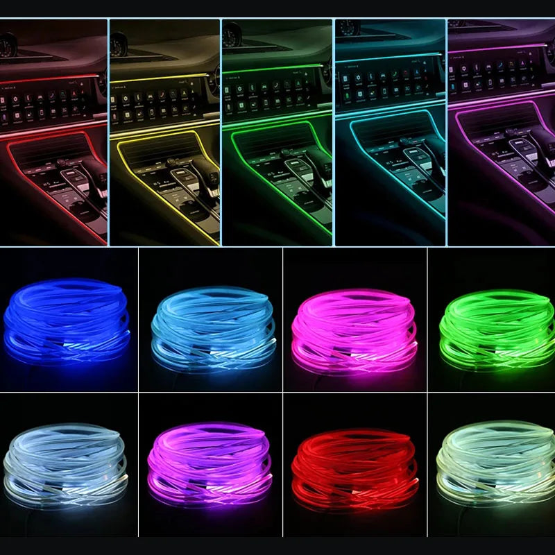 Invisible RGB Car Interior Ambient Light Strip - USB Fiber Optic APP Control Lamp