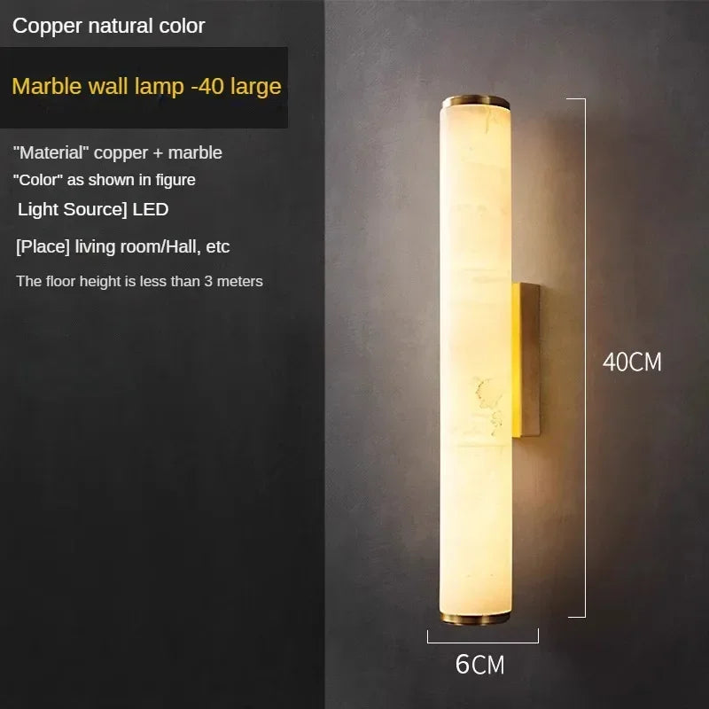 Nordic Lamps Long Stripes Minimalist All Copper Marble Wall Lamp Modern Lighting Luxury Living Room Bedroom Home Decor LED