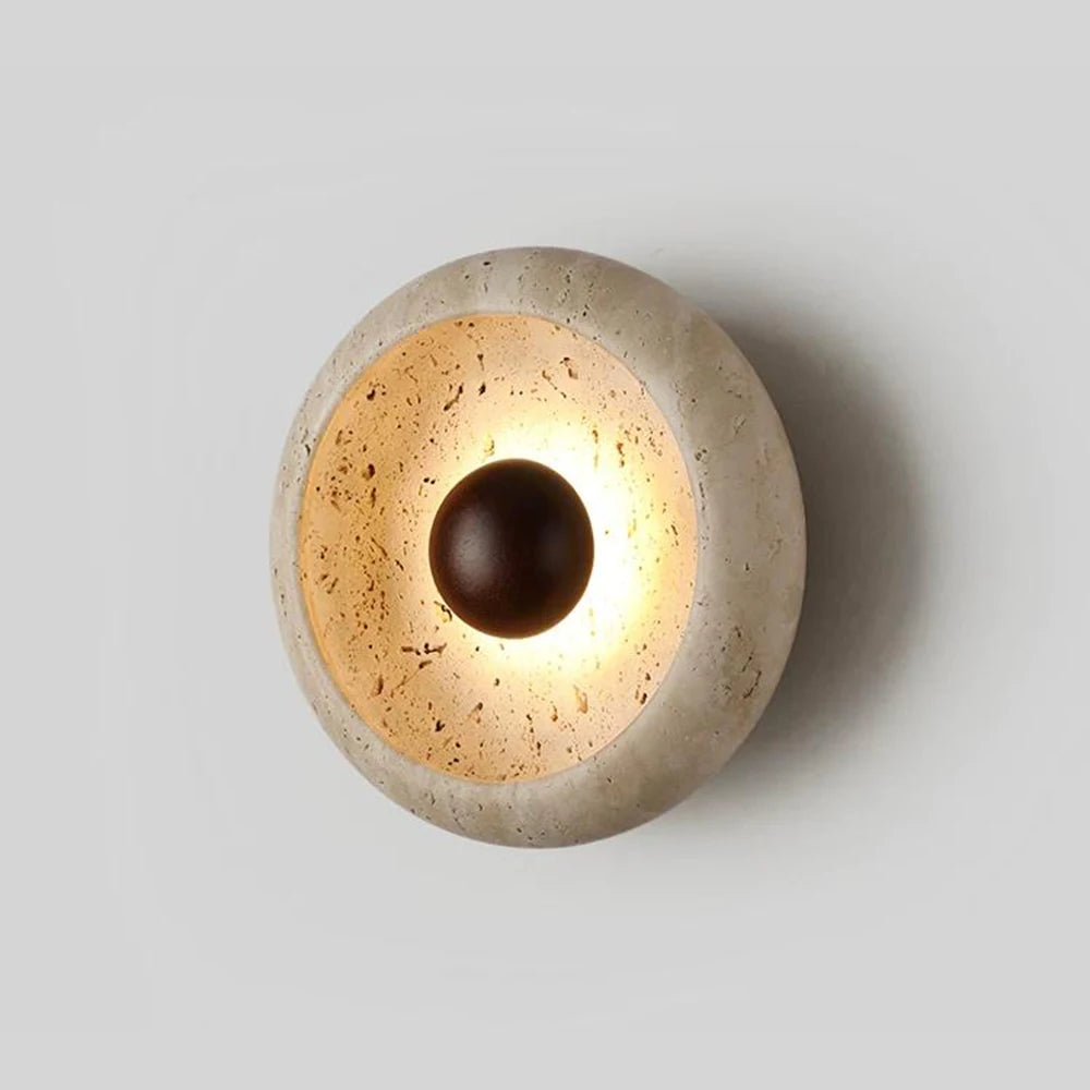 Mid-Century Solar Eclipse LED Wall Lamp - Wabi-Sabi Retro Ambient Sconce Light Fixture for Bedroom Bedside, Living Room Accent & Staircase
