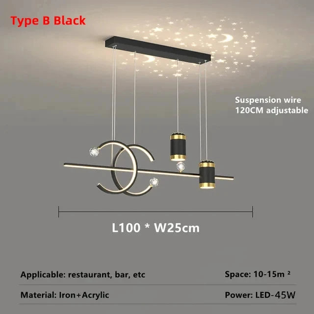 Modern Dining Room LED Pendant Light with Remote Control Dimmable Dining Table Hanging Lamp 90-260v Home Decor Chandelier Lights