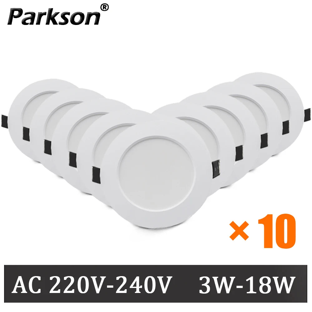 10-Pack AC 220V Recessed LED Downlight - Round Ceiling Spot Lamp for Home Decor