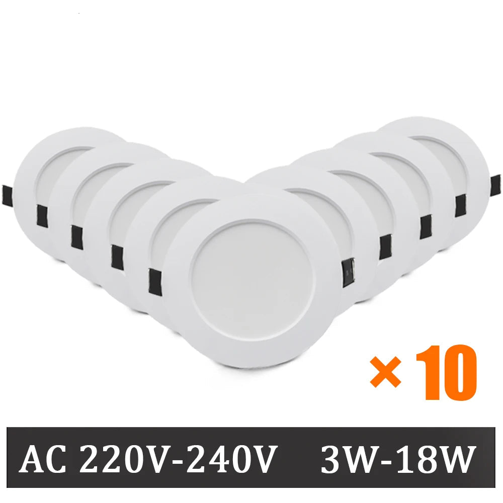 10-Pack AC 220V Recessed LED Downlight - Round Ceiling Spot Lamp for Home Decor