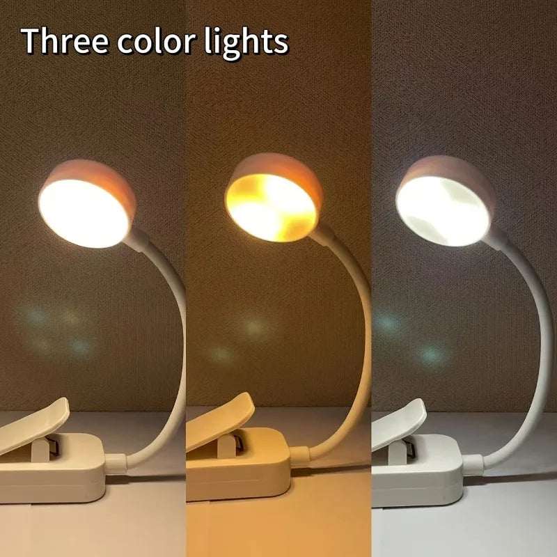 USB Rechargeable LED Book Light - 3 Color Modes Dimmable Reading Lamp
