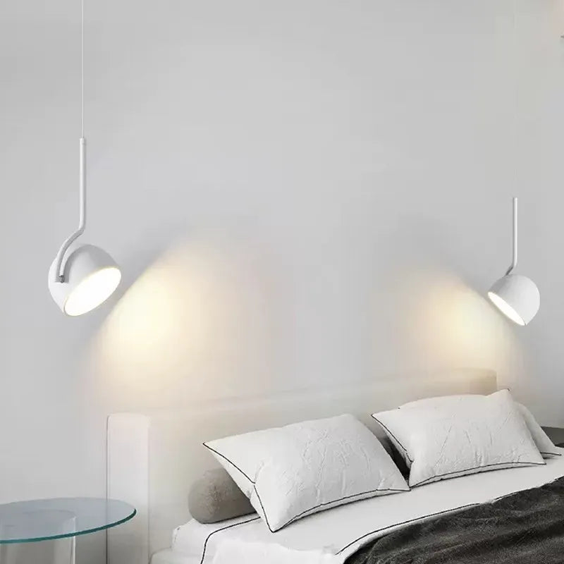Nordic LED Pendant Light Minimalist Black White Spoon Iron Hanging Lamp Bedroom Living Rooms Study Office Illumination Luminaire